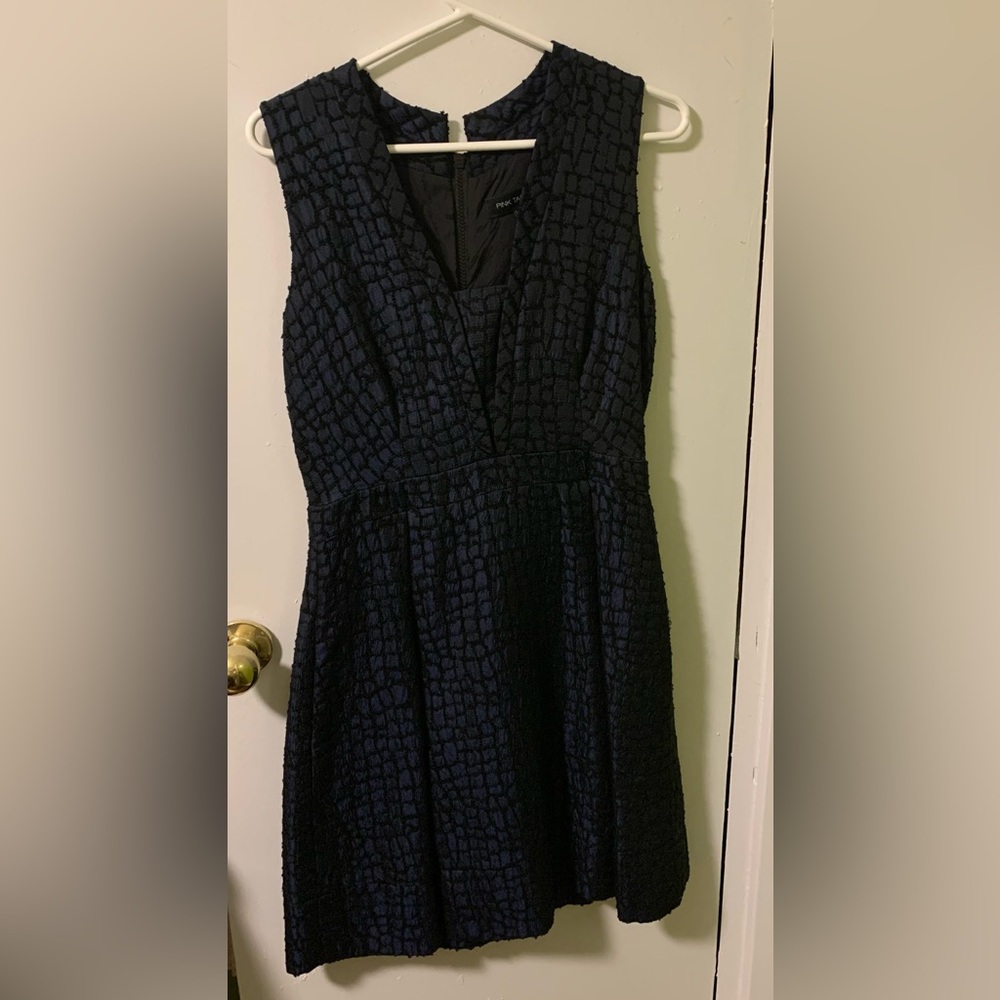 Pink Tartan cocktail dress in textured blue/black fabric